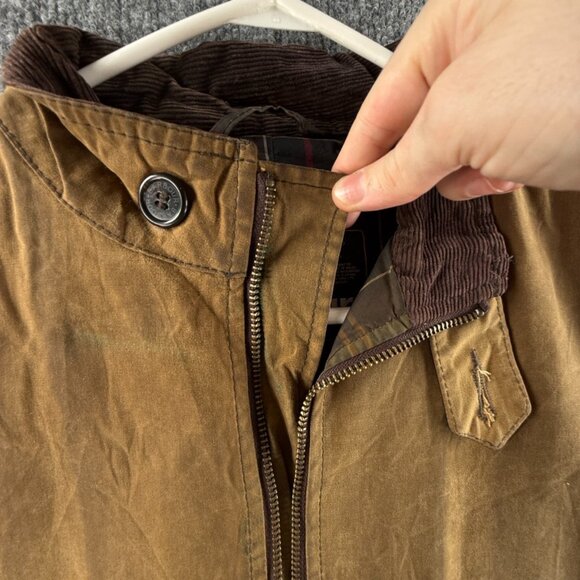 Barbour Nixon Large Waxed Jacket Men Full Zip Brown Classic Tartan Brown Adult - Picture 13 of 16